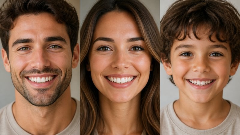 Un homme, une femme et un enfant avec un beau sourire
