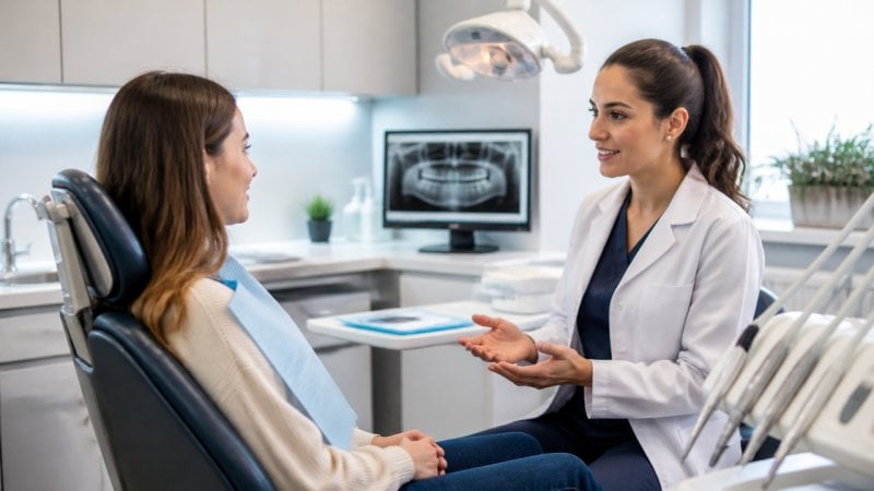 Un premier rendez-vous de consultation chez une dentiste