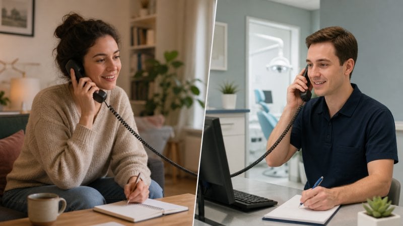 Une femme qui prend rendez-vous pour un contrôle dentaire